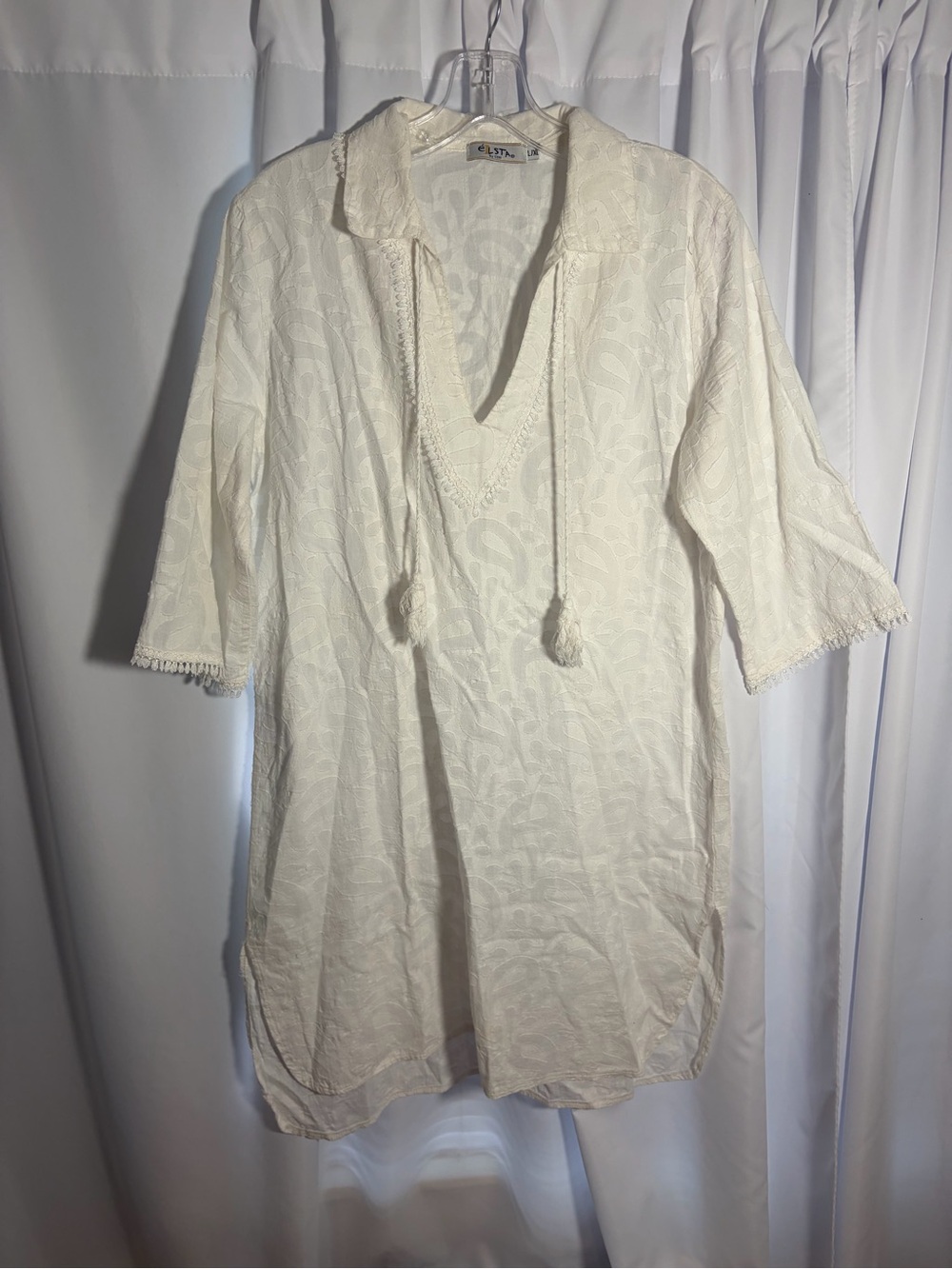 ELSTA BY CSN White on White Tunic/Cover Up size L/XL